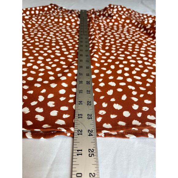 J.CREW Drapey Ruffleneck Top, Brushstroke, Printed 365 Crepe, Medium, Orange - Picture 9 of 12